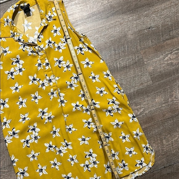 Ann Taylor Floral Sleeveless Yellow shirt mini Dress with pockets Size XSP - Picture 8 of 8